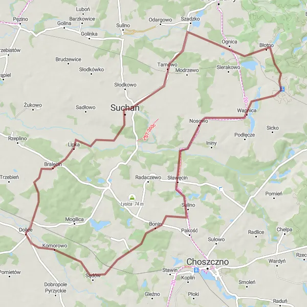 Miniatura mapy "Trasa rowerowa przez Dolice i okolice" - trasy rowerowej w Zachodniopomorskie, Poland. Wygenerowane przez planer tras rowerowych Tarmacs.app