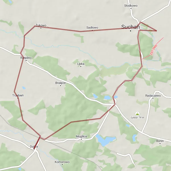 Miniatura mapy "Trasa rowerowa przez Rzeplino i Suchań" - trasy rowerowej w Zachodniopomorskie, Poland. Wygenerowane przez planer tras rowerowych Tarmacs.app