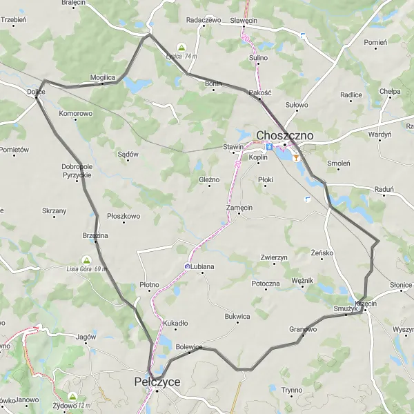 Miniatura mapy "Trasa rowerowa Łysica - Pełczyce" - trasy rowerowej w Zachodniopomorskie, Poland. Wygenerowane przez planer tras rowerowych Tarmacs.app