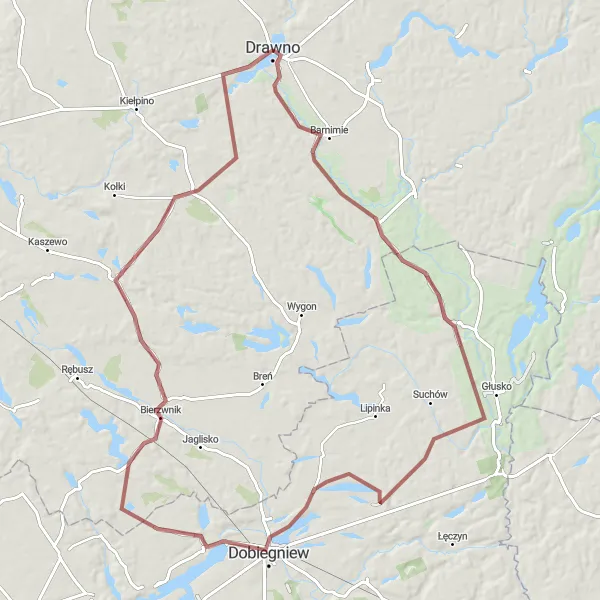 Miniatura mapy "Trasa do Barnimia i Widoku na dolinę Drawy" - trasy rowerowej w Zachodniopomorskie, Poland. Wygenerowane przez planer tras rowerowych Tarmacs.app