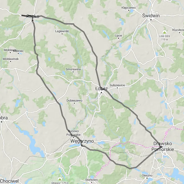 Miniatura mapy "Wycieczka rowerowa przez wschodnie Mazury" - trasy rowerowej w Zachodniopomorskie, Poland. Wygenerowane przez planer tras rowerowych Tarmacs.app