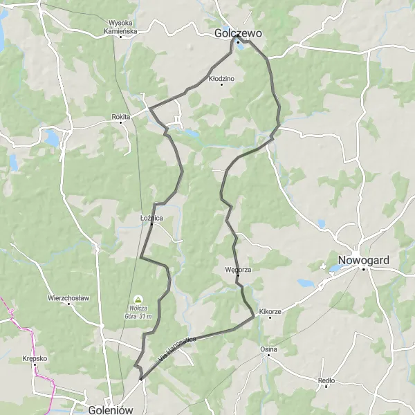 Miniatura mapy "Trasa rowerowa przez Trzechel, Węgorzę i Włodzisław" - trasy rowerowej w Zachodniopomorskie, Poland. Wygenerowane przez planer tras rowerowych Tarmacs.app