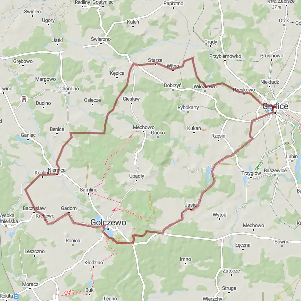 Miniatura mapy "Przejażdżka przez Kretlewo i Krzepocin" - trasy rowerowej w Zachodniopomorskie, Poland. Wygenerowane przez planer tras rowerowych Tarmacs.app
