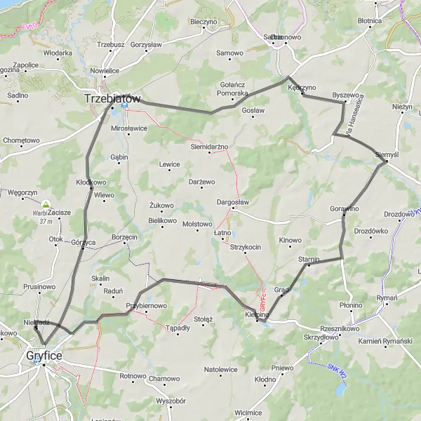 Miniatura mapy "Trasa Gryfice - Gryfice" - trasy rowerowej w Zachodniopomorskie, Poland. Wygenerowane przez planer tras rowerowych Tarmacs.app