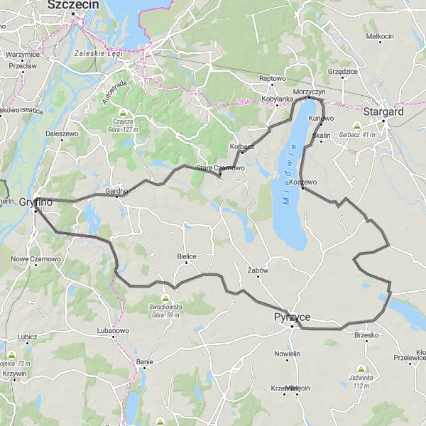 Miniatura mapy "Szlak Zachodniopomorski" - trasy rowerowej w Zachodniopomorskie, Poland. Wygenerowane przez planer tras rowerowych Tarmacs.app