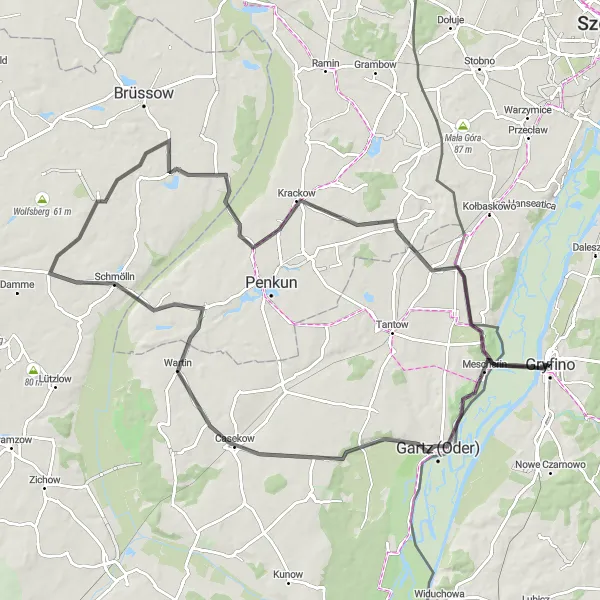 Miniatura mapy "Trasa Szosowa przez Seeberg i Casekow" - trasy rowerowej w Zachodniopomorskie, Poland. Wygenerowane przez planer tras rowerowych Tarmacs.app