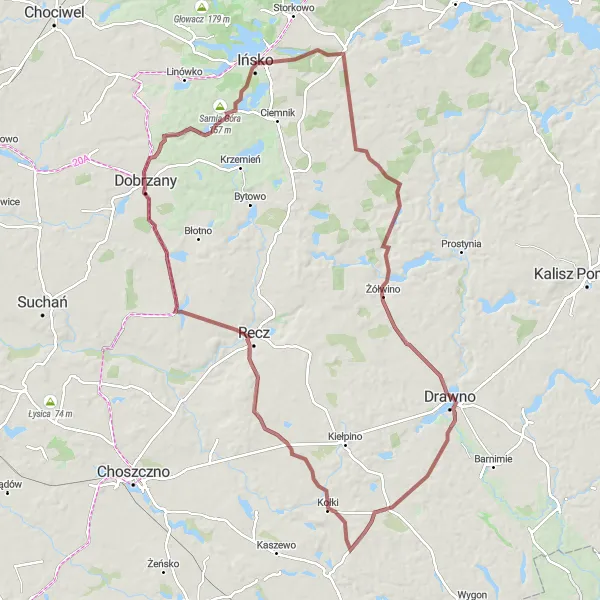 Miniatura mapy "Przejażdżka przez tereny wiejskie" - trasy rowerowej w Zachodniopomorskie, Poland. Wygenerowane przez planer tras rowerowych Tarmacs.app