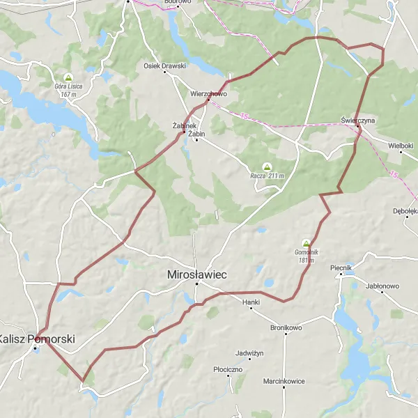 Miniatura mapy "Trasa gravelowa do Orlego" - trasy rowerowej w Zachodniopomorskie, Poland. Wygenerowane przez planer tras rowerowych Tarmacs.app