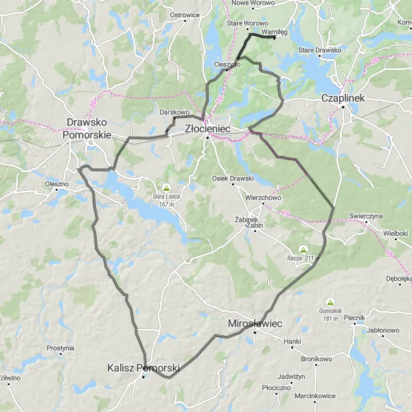 Miniatura mapy "Przejazd Szosowy przez Zachodniopomorskie" - trasy rowerowej w Zachodniopomorskie, Poland. Wygenerowane przez planer tras rowerowych Tarmacs.app