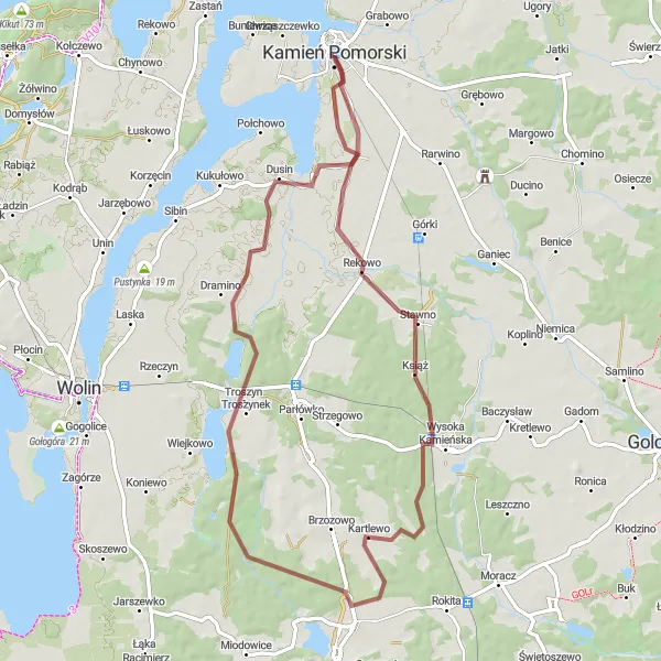 Miniatura mapy "Wśród przyrody" - trasy rowerowej w Zachodniopomorskie, Poland. Wygenerowane przez planer tras rowerowych Tarmacs.app