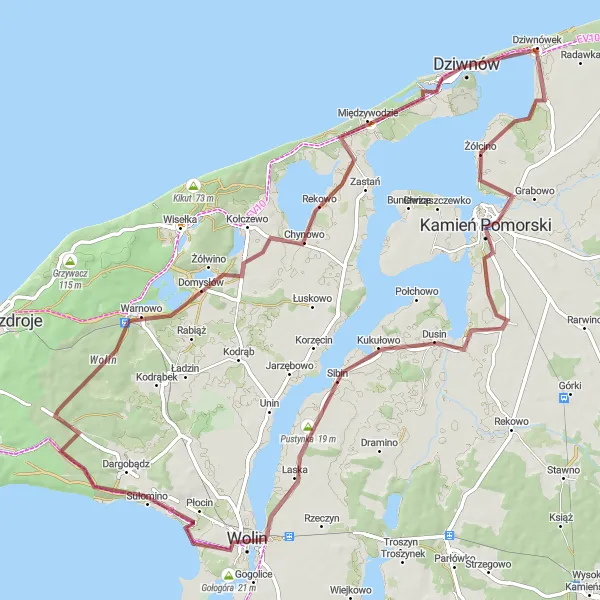 Miniatura mapy "Trasa Kukułowo - Żółcino" - trasy rowerowej w Zachodniopomorskie, Poland. Wygenerowane przez planer tras rowerowych Tarmacs.app