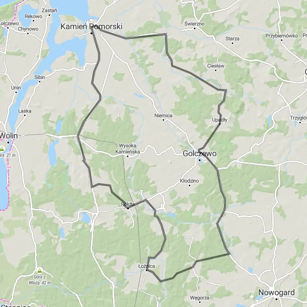 Miniatura mapy "Trasa dobrej kondycji" - trasy rowerowej w Zachodniopomorskie, Poland. Wygenerowane przez planer tras rowerowych Tarmacs.app