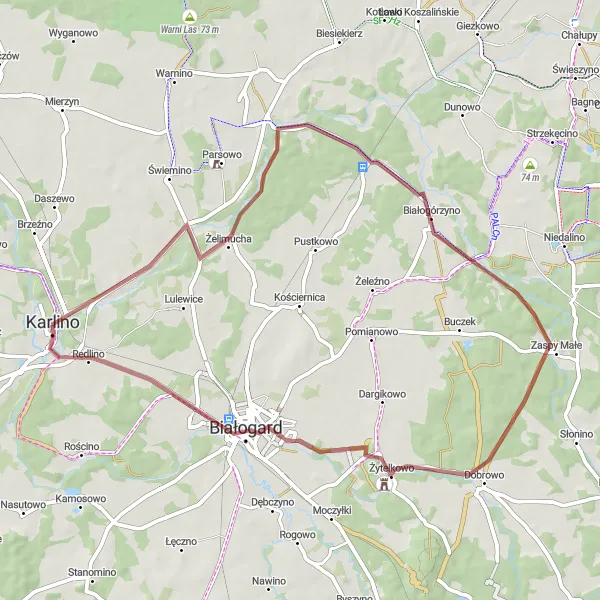 Miniatura mapy "Trasa rowerowa przez Nosowo i Żytelkowo" - trasy rowerowej w Zachodniopomorskie, Poland. Wygenerowane przez planer tras rowerowych Tarmacs.app