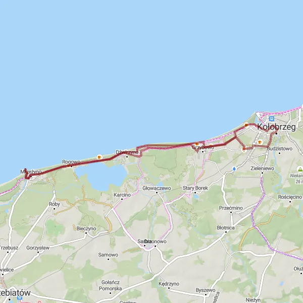 Miniatura mapy "Rowery wśród przyrodniczych atrakcji" - trasy rowerowej w Zachodniopomorskie, Poland. Wygenerowane przez planer tras rowerowych Tarmacs.app
