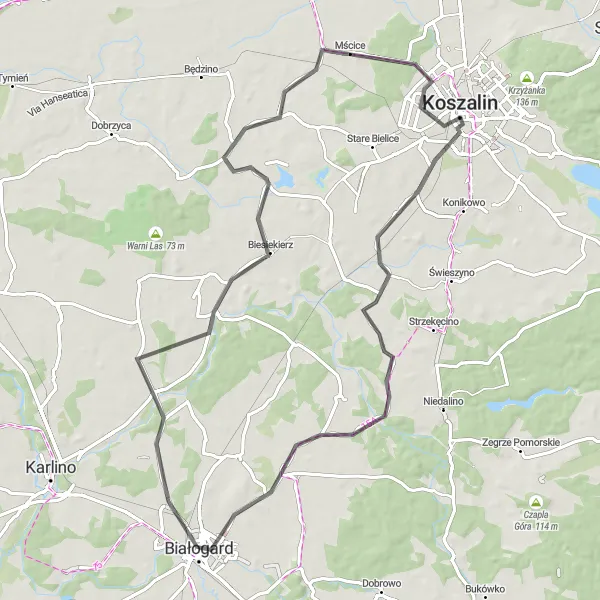 Miniatura mapy "Spokojna wędrówka po okolicznych szlakach" - trasy rowerowej w Zachodniopomorskie, Poland. Wygenerowane przez planer tras rowerowych Tarmacs.app