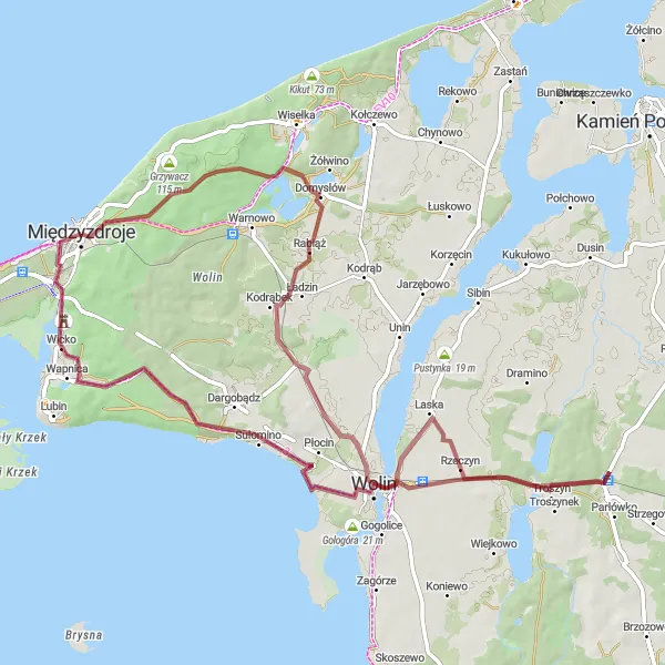 Miniatura mapy "Przejażdżka przez Pagórki" - trasy rowerowej w Zachodniopomorskie, Poland. Wygenerowane przez planer tras rowerowych Tarmacs.app