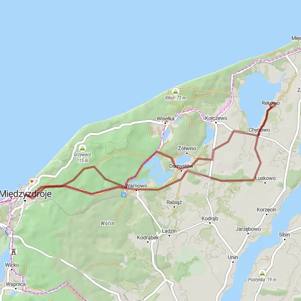 Miniatura mapy "Wycieczka przez Doliny" - trasy rowerowej w Zachodniopomorskie, Poland. Wygenerowane przez planer tras rowerowych Tarmacs.app