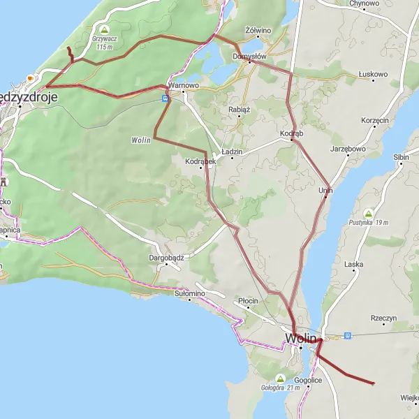 Miniatura mapy "Trasa Szlakiem Wzgórz" - trasy rowerowej w Zachodniopomorskie, Poland. Wygenerowane przez planer tras rowerowych Tarmacs.app