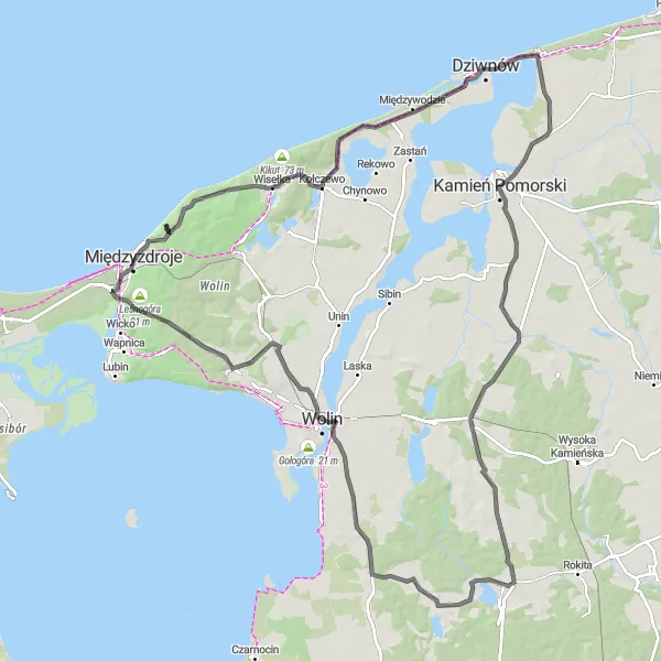Miniatura mapy "Trasa wzdłuż wybrzeża Bałtyku" - trasy rowerowej w Zachodniopomorskie, Poland. Wygenerowane przez planer tras rowerowych Tarmacs.app