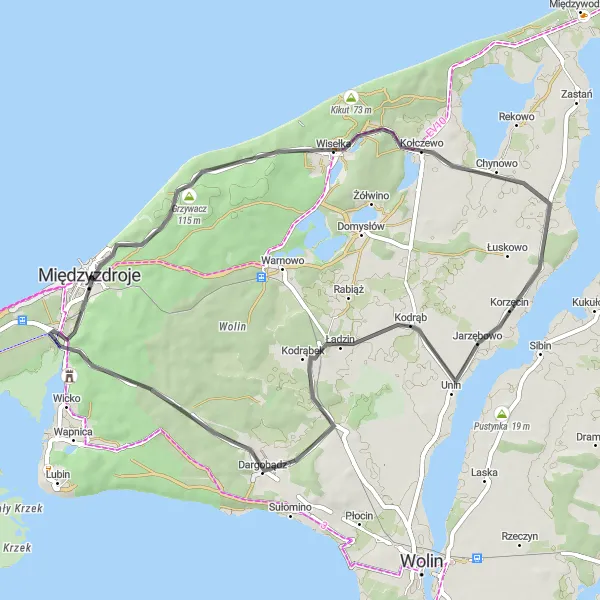 Miniatura mapy "Od Kodrąbu do Suchogórza - trasa pełna wyzwań" - trasy rowerowej w Zachodniopomorskie, Poland. Wygenerowane przez planer tras rowerowych Tarmacs.app