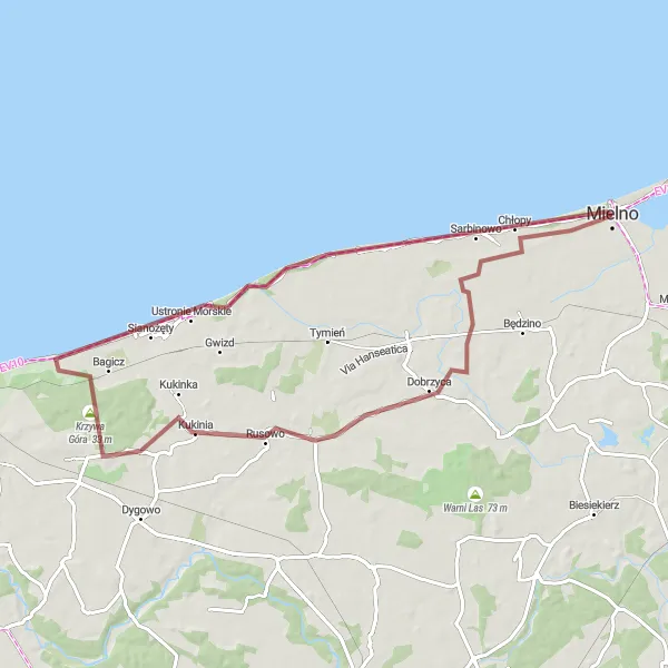 Miniatura mapy "Trasa Gravelowa do Gąsek" - trasy rowerowej w Zachodniopomorskie, Poland. Wygenerowane przez planer tras rowerowych Tarmacs.app