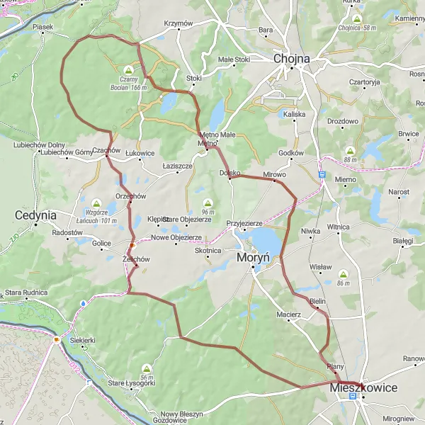 Map miniature of "Krata Hill and Gądno Cycling Route" cycling inspiration in Zachodniopomorskie, Poland. Generated by Tarmacs.app cycling route planner