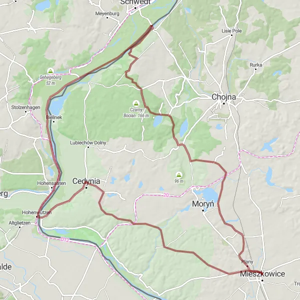 Miniatura mapy "Trasa pod Górą Czcibora" - trasy rowerowej w Zachodniopomorskie, Poland. Wygenerowane przez planer tras rowerowych Tarmacs.app