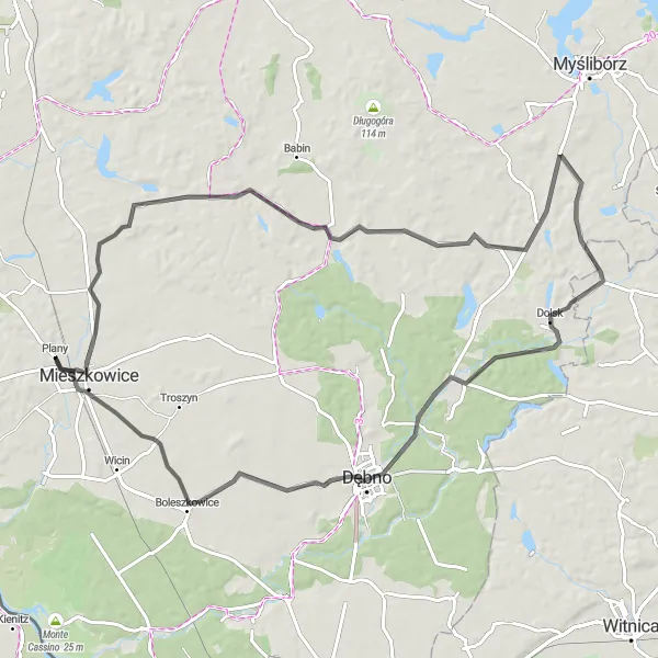 Miniatura mapy "Trasa w kierunku Chełm Dolny i Dębno" - trasy rowerowej w Zachodniopomorskie, Poland. Wygenerowane przez planer tras rowerowych Tarmacs.app