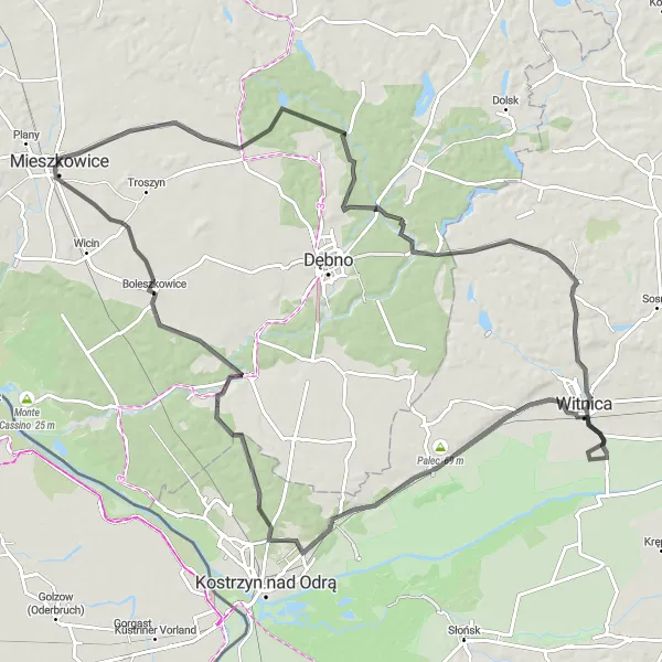 Miniatura mapy "Trasa Zielin-Mostno-Mosina-Mościczki-Palec-Grudzia-Mieszkowice" - trasy rowerowej w Zachodniopomorskie, Poland. Wygenerowane przez planer tras rowerowych Tarmacs.app