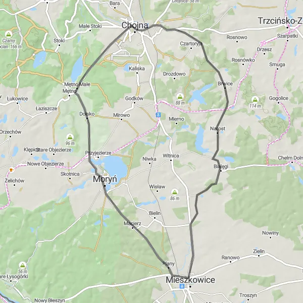 Miniatura mapy "Trasa wzdłuż Jeziora Morzycko" - trasy rowerowej w Zachodniopomorskie, Poland. Wygenerowane przez planer tras rowerowych Tarmacs.app