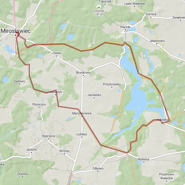 Miniatura mapy "Trasa Jeziora Bytyń Wielki" - trasy rowerowej w Zachodniopomorskie, Poland. Wygenerowane przez planer tras rowerowych Tarmacs.app