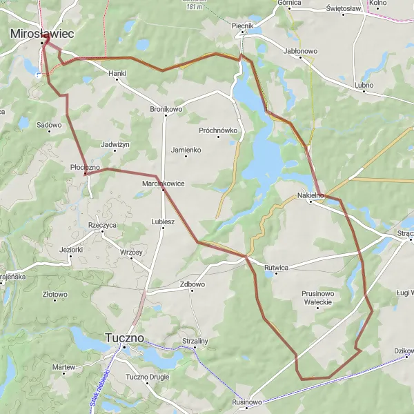 Miniatura mapy "Przejażdżka przez Nakielno" - trasy rowerowej w Zachodniopomorskie, Poland. Wygenerowane przez planer tras rowerowych Tarmacs.app