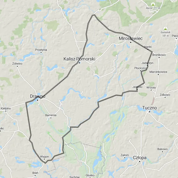 Miniatura mapy "Szlak Jeziorkowy" - trasy rowerowej w Zachodniopomorskie, Poland. Wygenerowane przez planer tras rowerowych Tarmacs.app
