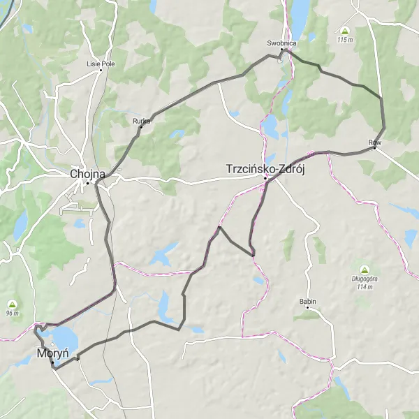 Map miniature of "Godków-Osiedle Loop" cycling inspiration in Zachodniopomorskie, Poland. Generated by Tarmacs.app cycling route planner