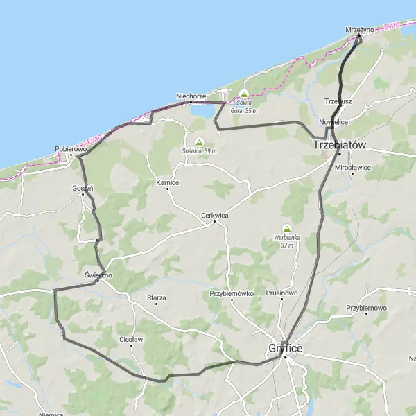 Miniatura mapy "Wycieczka krajoznawcza" - trasy rowerowej w Zachodniopomorskie, Poland. Wygenerowane przez planer tras rowerowych Tarmacs.app