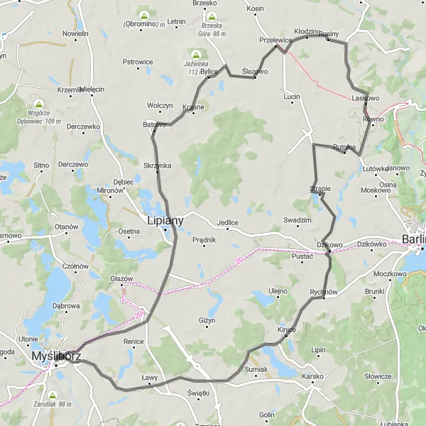 Miniatura mapy "Skrzynkowskie Szlaki" - trasy rowerowej w Zachodniopomorskie, Poland. Wygenerowane przez planer tras rowerowych Tarmacs.app