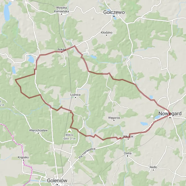 Miniatura mapy "Trasa Wółcza Góra - Babigoszcz - Rokita" - trasy rowerowej w Zachodniopomorskie, Poland. Wygenerowane przez planer tras rowerowych Tarmacs.app