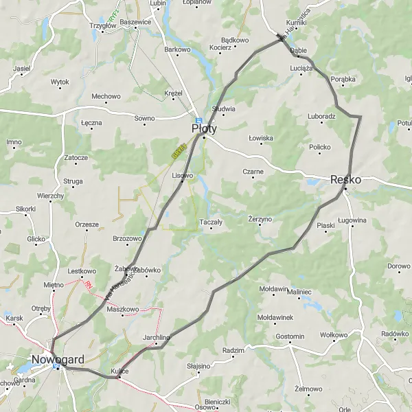 Miniatura mapy "Trasa z Nowogardu do Lisowa i Kulic" - trasy rowerowej w Zachodniopomorskie, Poland. Wygenerowane przez planer tras rowerowych Tarmacs.app
