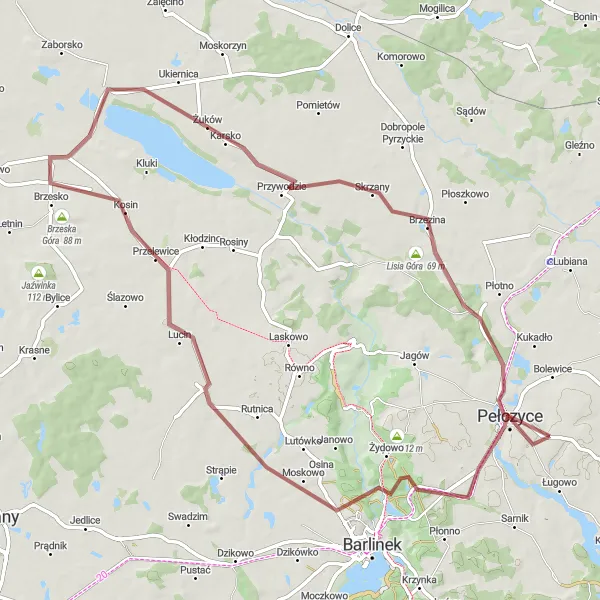 Map miniature of "Gravel Adventure to Lubiatowo" cycling inspiration in Zachodniopomorskie, Poland. Generated by Tarmacs.app cycling route planner