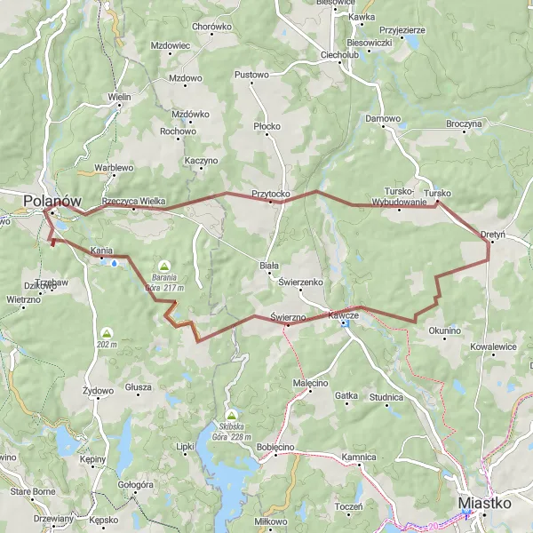 Miniatura mapy "Trasa gravelowa do Turska" - trasy rowerowej w Zachodniopomorskie, Poland. Wygenerowane przez planer tras rowerowych Tarmacs.app