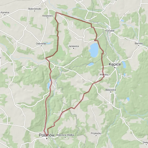 Miniatura mapy "Trasa Warcino i Góra Warblewska" - trasy rowerowej w Zachodniopomorskie, Poland. Wygenerowane przez planer tras rowerowych Tarmacs.app