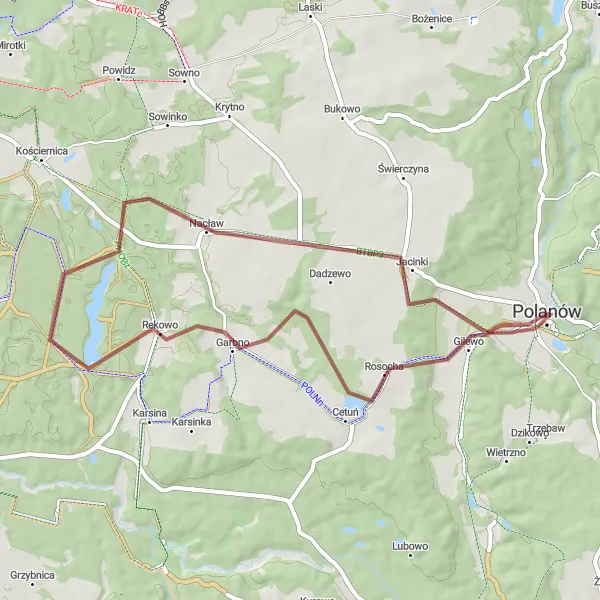Miniatura mapy "Trasa Nacław i Polanów" - trasy rowerowej w Zachodniopomorskie, Poland. Wygenerowane przez planer tras rowerowych Tarmacs.app