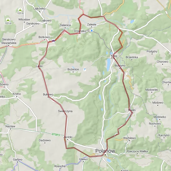 Miniatura mapy "Trasa Borkowo-Zamek" - trasy rowerowej w Zachodniopomorskie, Poland. Wygenerowane przez planer tras rowerowych Tarmacs.app