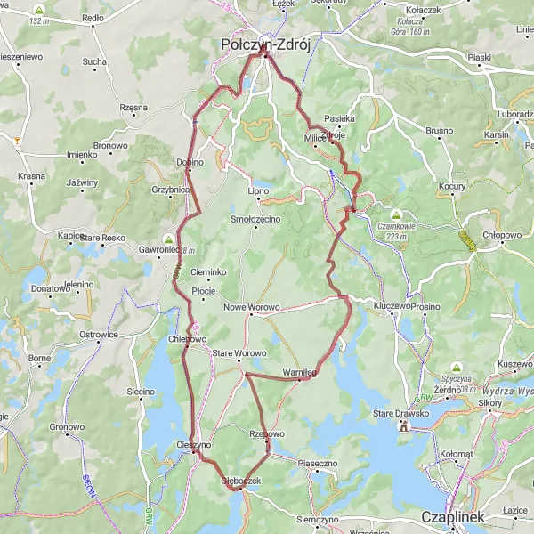 Miniatura mapy "Wyprawa gravelowa przez okolice Połczyna-Zdroju" - trasy rowerowej w Zachodniopomorskie, Poland. Wygenerowane przez planer tras rowerowych Tarmacs.app