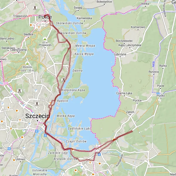 Map miniature of "Discovering Hidden Gems of Western Pomerania" cycling inspiration in Zachodniopomorskie, Poland. Generated by Tarmacs.app cycling route planner