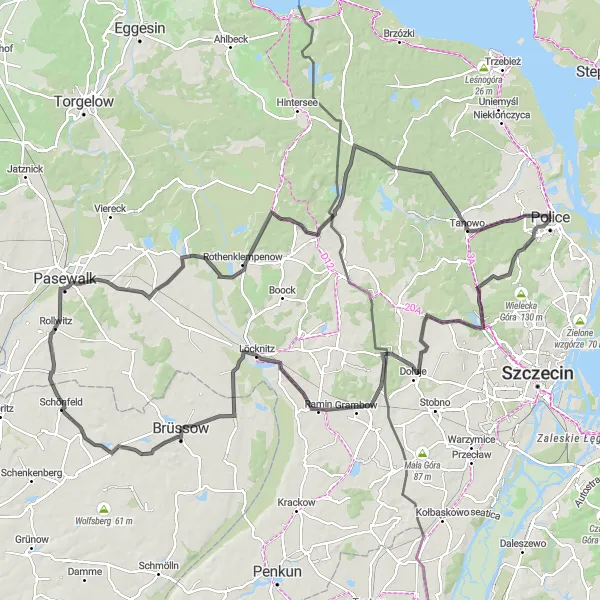 Miniatura mapy "Trasa do Löcknitz i Stolca" - trasy rowerowej w Zachodniopomorskie, Poland. Wygenerowane przez planer tras rowerowych Tarmacs.app