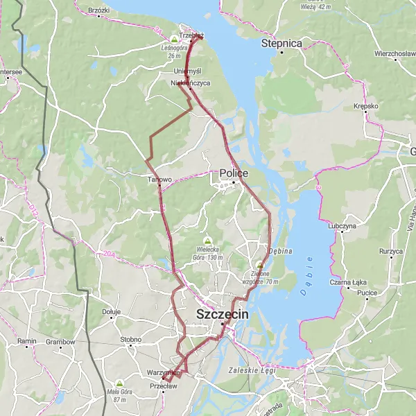 Map miniature of "The Coastal Gravel Ride" cycling inspiration in Zachodniopomorskie, Poland. Generated by Tarmacs.app cycling route planner