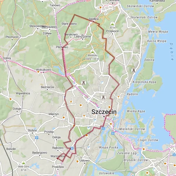 Miniatura mapy "Wyprawa Gravel do Wałów Chrobrego" - trasy rowerowej w Zachodniopomorskie, Poland. Wygenerowane przez planer tras rowerowych Tarmacs.app