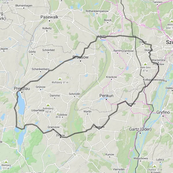 Miniatura mapy "Trasa Rowerowa Road od Tantow do Stobno" - trasy rowerowej w Zachodniopomorskie, Poland. Wygenerowane przez planer tras rowerowych Tarmacs.app