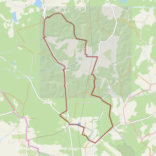 Map miniature of "Budzieszewice Gravel Loop" cycling inspiration in Zachodniopomorskie, Poland. Generated by Tarmacs.app cycling route planner